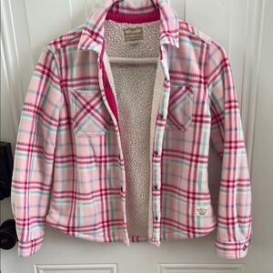 (5/$20) Weatherproof Girls Pink Plaid Sherpa-Lined Jacket